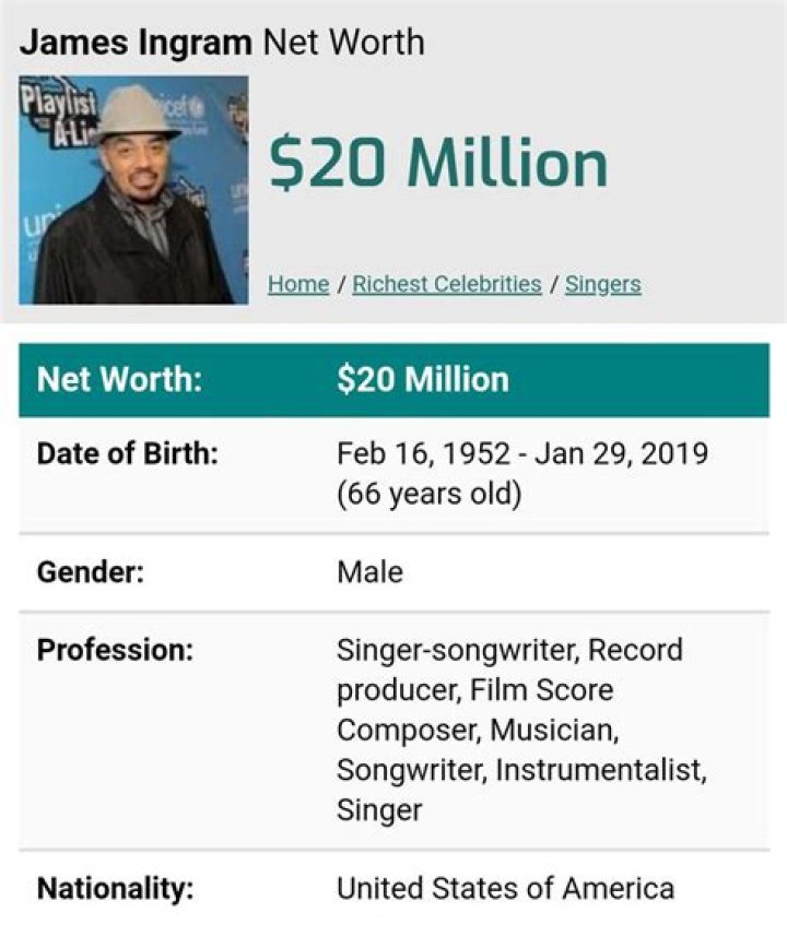 James Ingram Net Worth | Celebrity Net Worth